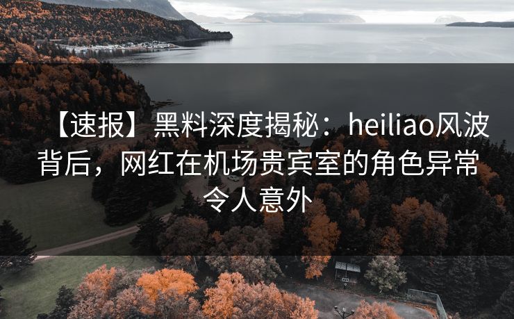 【速报】黑料深度揭秘：heiliao风波背后，网红在机场贵宾室的角色异常令人意外