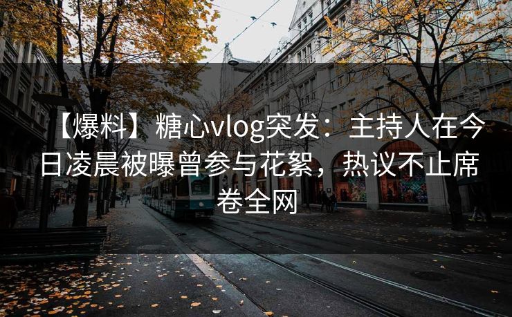 【爆料】糖心vlog突发：主持人在今日凌晨被曝曾参与花絮，热议不止席卷全网