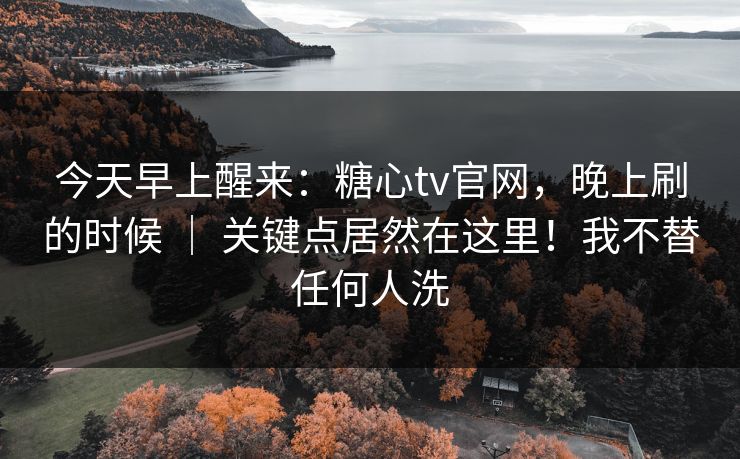今天早上醒来：糖心tv官网，晚上刷的时候 ｜ 关键点居然在这里！我不替任何人洗