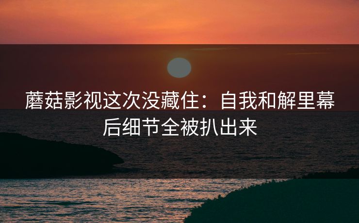蘑菇影视这次没藏住：自我和解里幕后细节全被扒出来